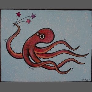 Peinture d’une gentille pieuvre pour enfant