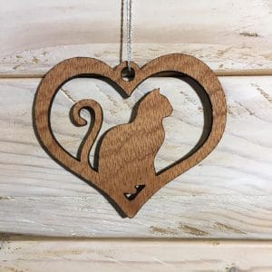 Coeur décoration de Noël chat