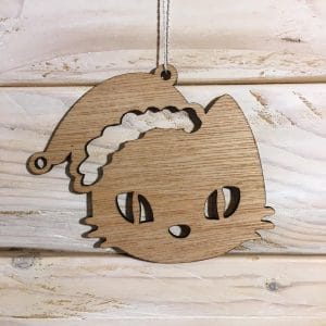 Chat de Noël avec chapeau du père Noel