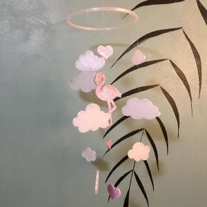 Mobile pour enfant décoration chambre bébé – flamant rose