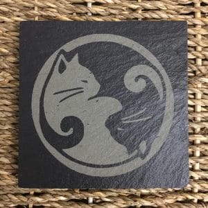 4 dessous de verre ying-yang chat