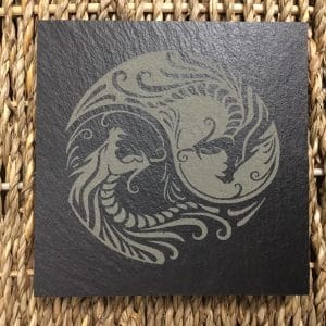 4 dessous de verre ying yang dragon