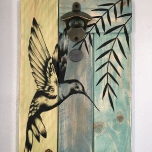 Ouvre bouteille artisanale – Colibri bois clair petit