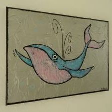 baleine peinture tableau art artisanale pour enfant tableaux
