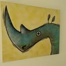 Rhinoceros peinture tableau art artisanale pour enfant tableaux
