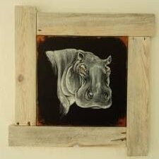 hippopotame peinture tableau art artisanale pour enfant tableaux