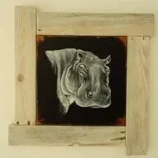 hippopotame peinture tableau art artisanale pour enfant tableaux