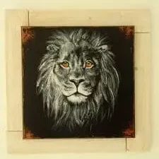 lion peinture tableau art artisanale pour enfant tableaux